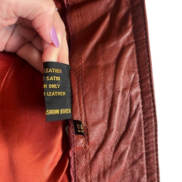 Vintage Dark Orange Leather Longline Trench Coat 70's Chic - Picture 3 of 10